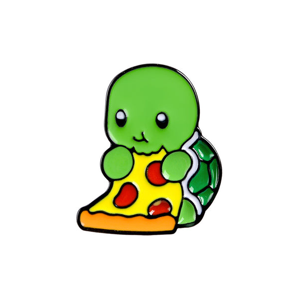 “Introvert” Cute Pizza turtle brooch  Material: Alloy  Style: Europe and America Modeling: Geometric Processing technology: electroplating rack