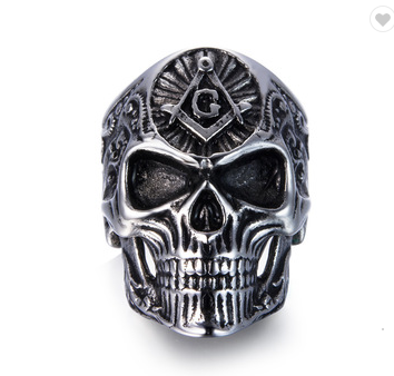 Product name: Masonic skull ring punk ring Domineering men's personality ring  Product material: stainless steel  Ring surface width: 30mm  Product packaging: opp bag