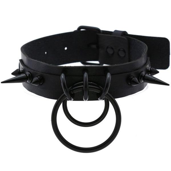 Punk Choker Rivet Buckle Spike Collar Necklace Black  Mens Womens