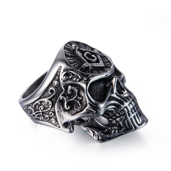 Product name: Masonic skull ring punk ring Domineering men's personality ring  Product material: stainless steel  Ring surface width: 30mm  Product packaging: opp bag