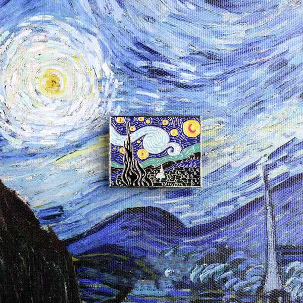 Van Gogh pintura al óleo estrella broche arte creativo Pin arte Retro abrigo suéter insignia