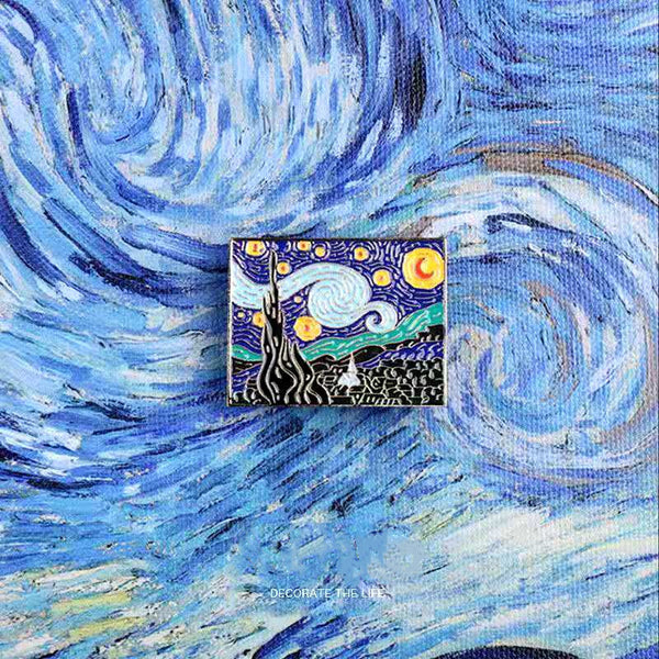 Van Gogh pintura al óleo estrella broche arte creativo Pin arte Retro abrigo suéter insignia