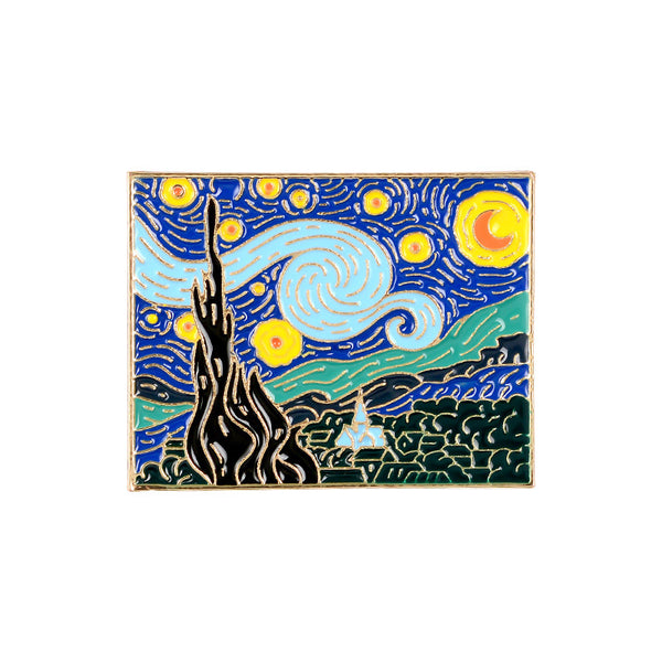 Van Gogh pintura al óleo estrella broche arte creativo Pin arte Retro abrigo suéter insignia