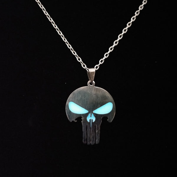 Men And Women Creative Personality Glow-in-dark Punisher Necklace Skull Pendant
