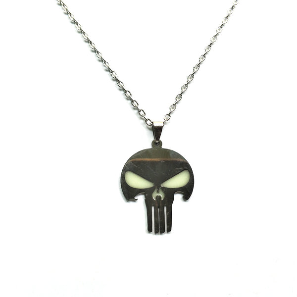 Men And Women Creative Personality Glow-in-dark Punisher Necklace Skull Pendant
