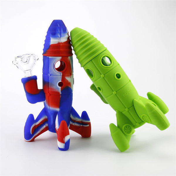 Rocket Ship to the Moon Pipe Silicone Hookah Glass  Pipe