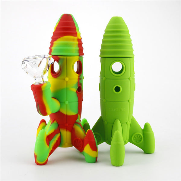 Rocket Ship to the Moon Pipe Silicone Hookah Glass  Pipe