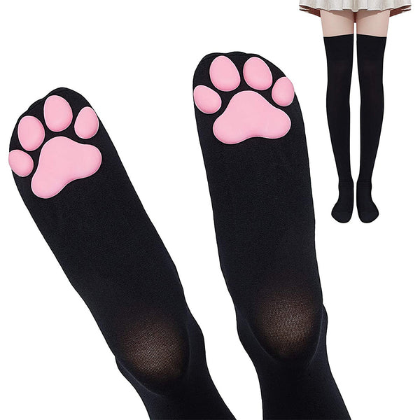 Long Tube Cat Paw Socks Two-dimensional Cos Anime Over The Knee Socks black