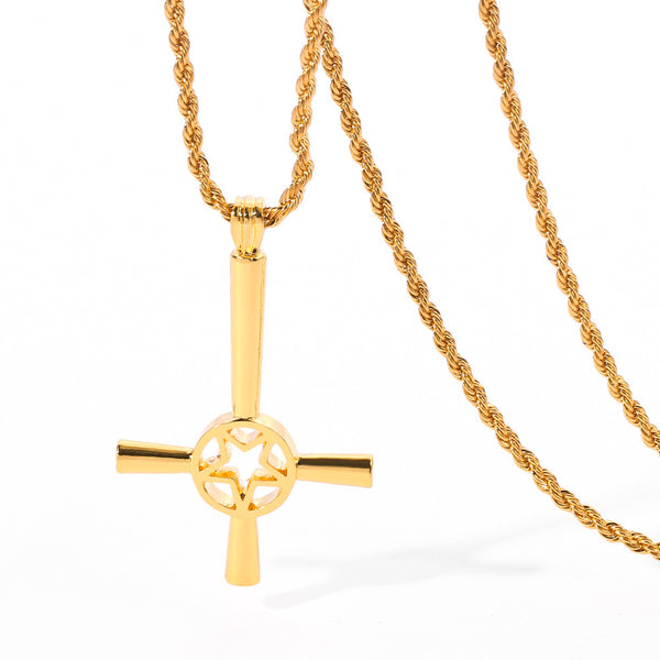 Satanic Cross Pentagram Pendant Necklace