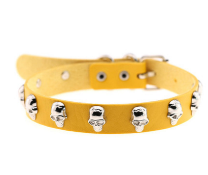 Skull Riveted Choker yellow