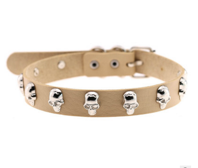 Skull Riveted Choker brown