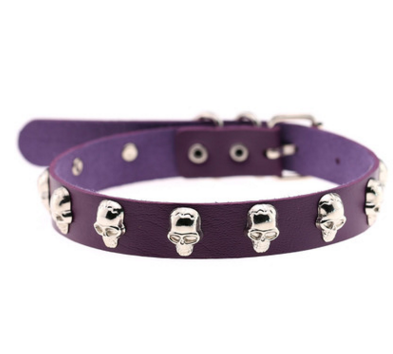 Skull Riveted Choker purple