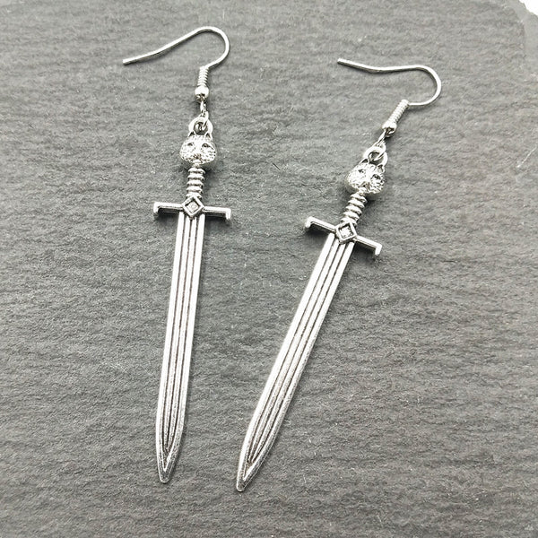 Pendientes de espada Vintage para mujer con espada de búho a la moda