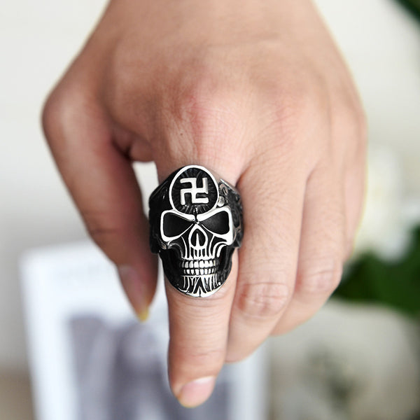 This handmade stainless steel ring is perfect for those looking for a unique touch to their style. Crafted with 4D technology, the swastika skull is both an eye-catching and meaningful design. The intricate detailing is achieved with state-of-the-art manufacturing process to make a durable, lasting piece of jewelry. Show your commitment to Buddhism with this unique and stylish ring.