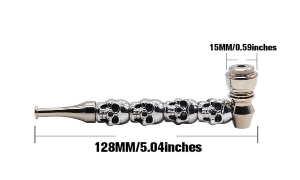 Row of Skulls Peace Pipe  Item / Model: Four ghost heads Material / Material: Zinc alloy Weight: 45g Size: Length 13mm * 3.5mm