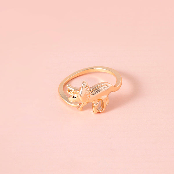 Cute Gold Dinosaur Adjustable Open Ring