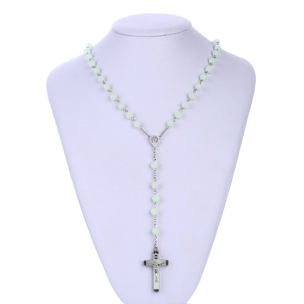 This Acrylic Glow-in-the-dark Rosary Cross Necklace Christian features a glow-in-the-dark cross pendant perfect for expressing your faith. The Christian rosary helps to strengthen devotion, providing a feeling of spiritual peace. Made from acrylic, this necklace is both lightweight and striking.