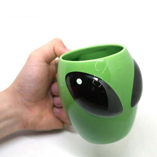 Spaced Out Green Alien Head Coffee Mug