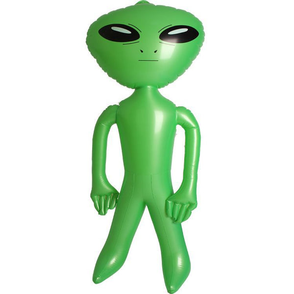 This inflatable alien toy features key alien detailing, easy to inflate technology, and durable construction. With up to 20% larger size than competing brands, and enhanced detail, kids' imaginations will be out of this world. The sturdy construction means your alien visitor can last for hours of imaginative play. green