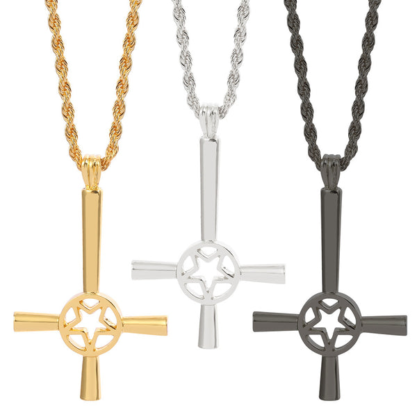 Satanic Cross Pentagram Pendant Necklace