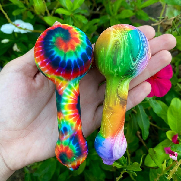 Tie Dye Silicone Hand Pipe w/ Glass Bowl Insert