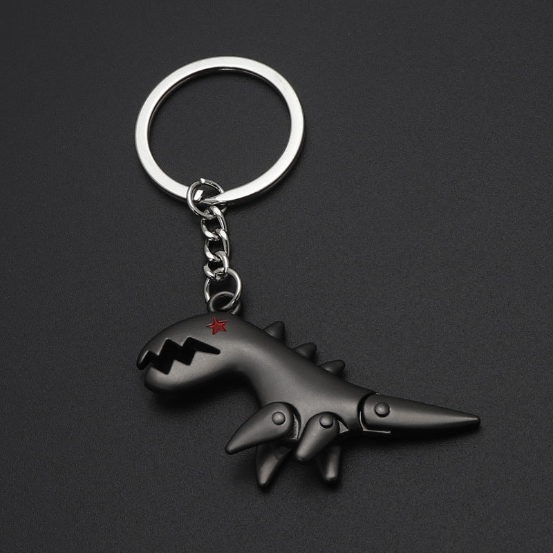 Metal dinosaur keychain