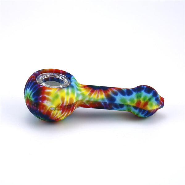 Tie Dye Silicone Hand Pipe w/ Glass Bowl Insert