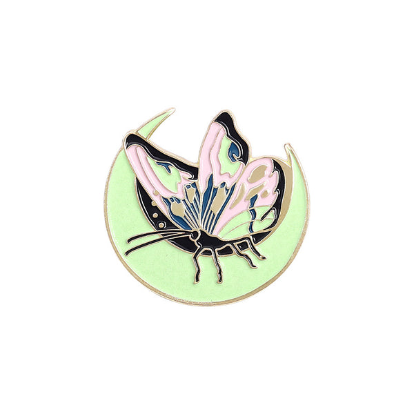 Glow in the Dark Moth Pin Painted Badge