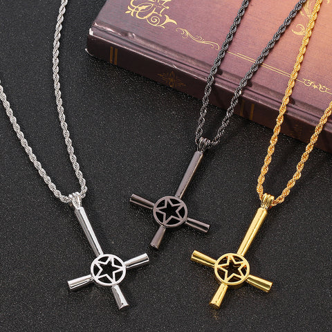 Satanic Cross Pentagram Pendant Necklace