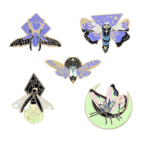 Glow in the Dark Moth Pin Painted Badge