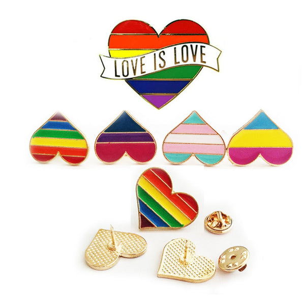 LGBT Love Is Love Awareness Rainbow Heart Brooch Pin Badge Material: Enamel Zinc Alloy  Brooch Type: Pin    Color: Colorful  Shape: Heart  Weight: About 4 G        Gender: Women Men  Package : Pin x1